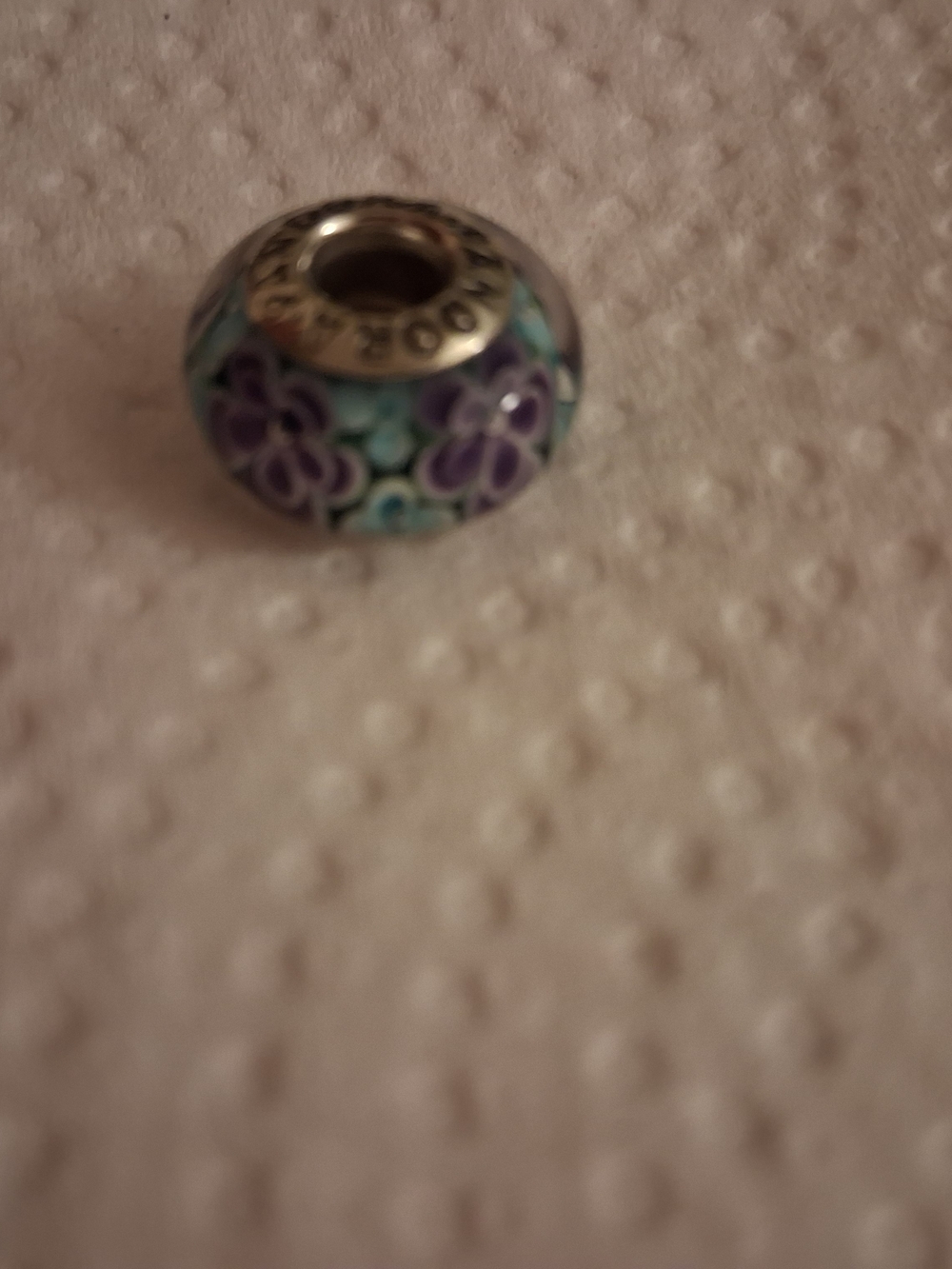 Pandora Floral Enamel Charm - Purple & Teal